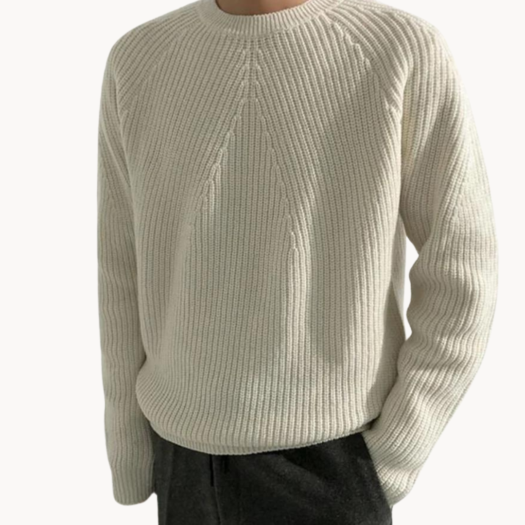 Arne - Warm ribbed sweater with round neckline