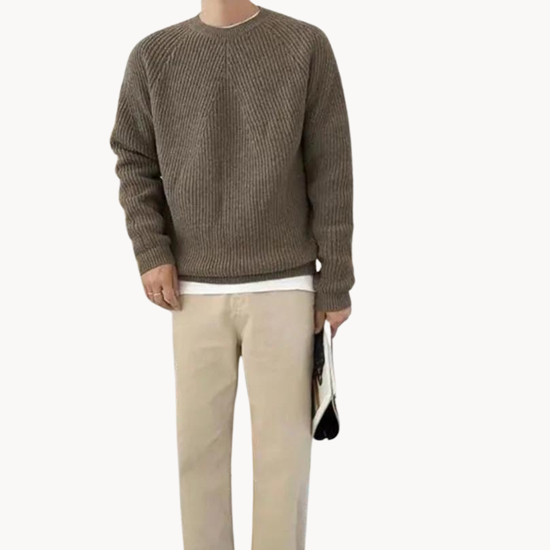 Arne - Warm ribbed sweater with round neckline