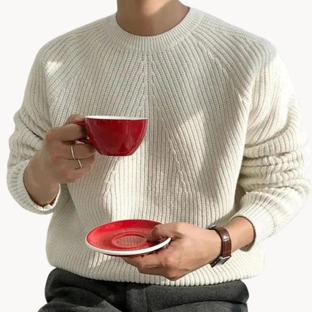 Arne - Warm ribbed sweater with round neckline