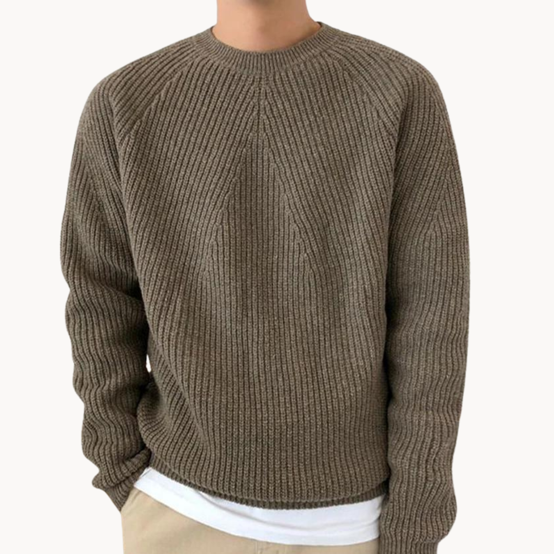Arne - Warm ribbed sweater with round neckline