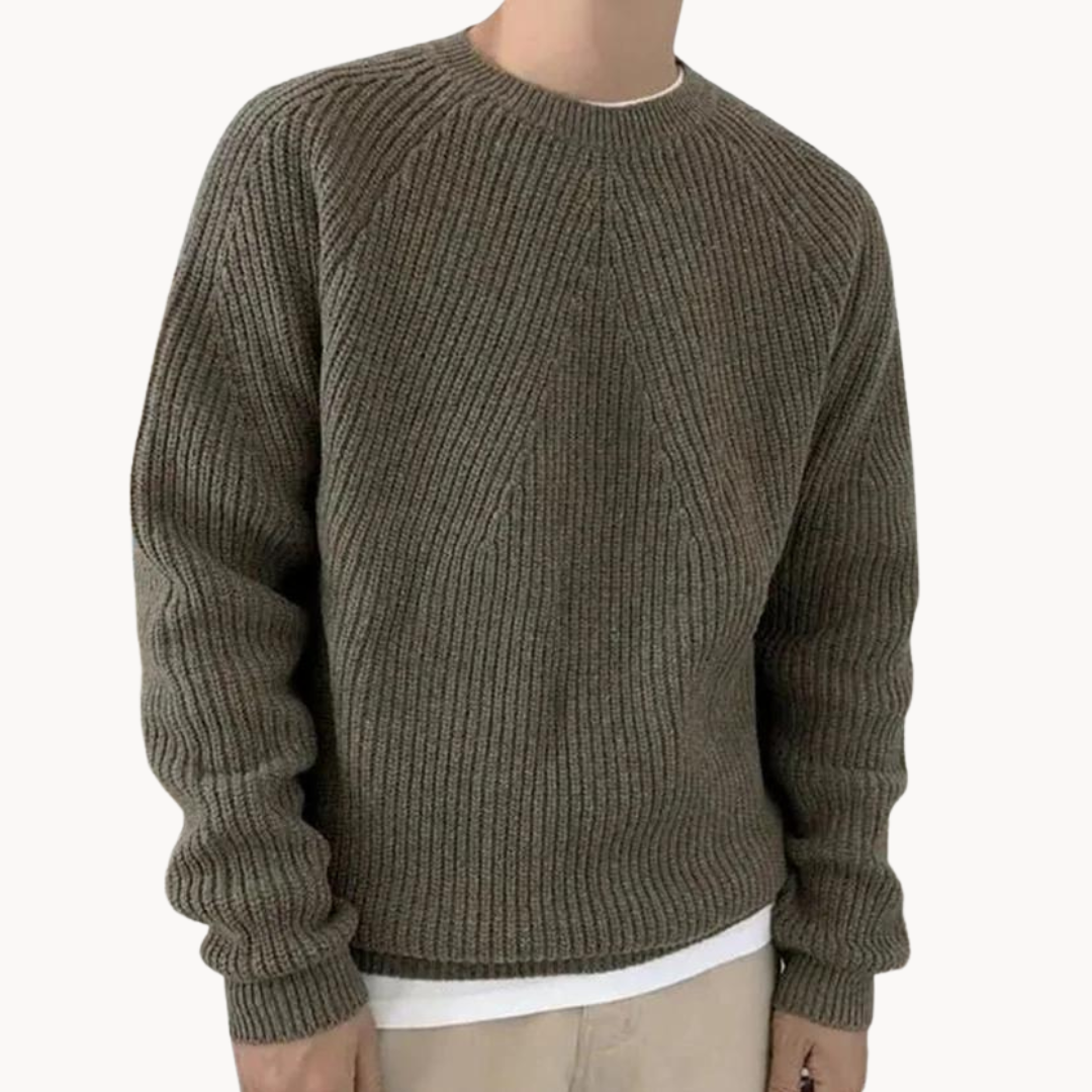 Arne - Warm ribbed sweater with round neckline