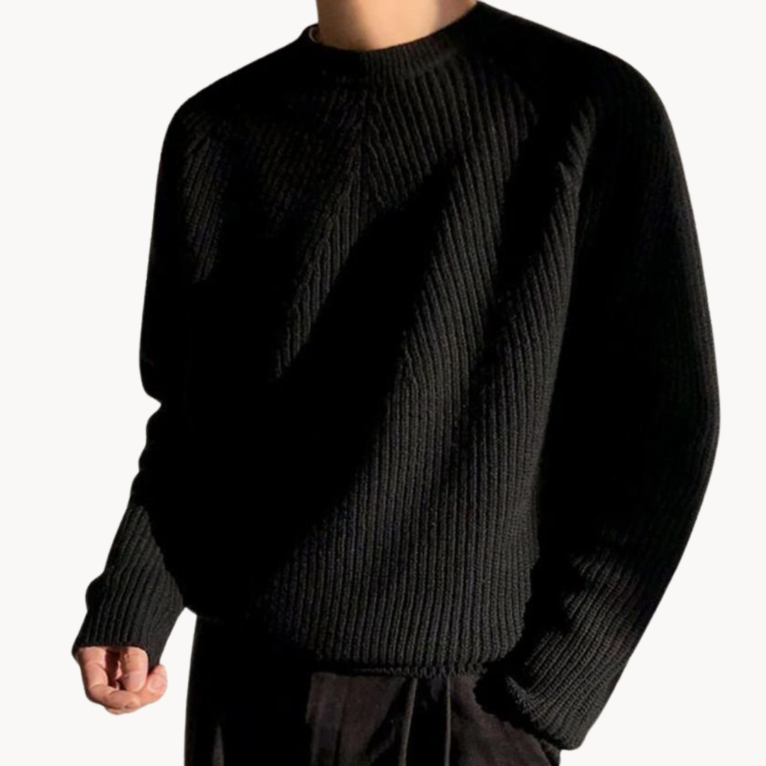 Arne - Warm ribbed sweater with round neckline