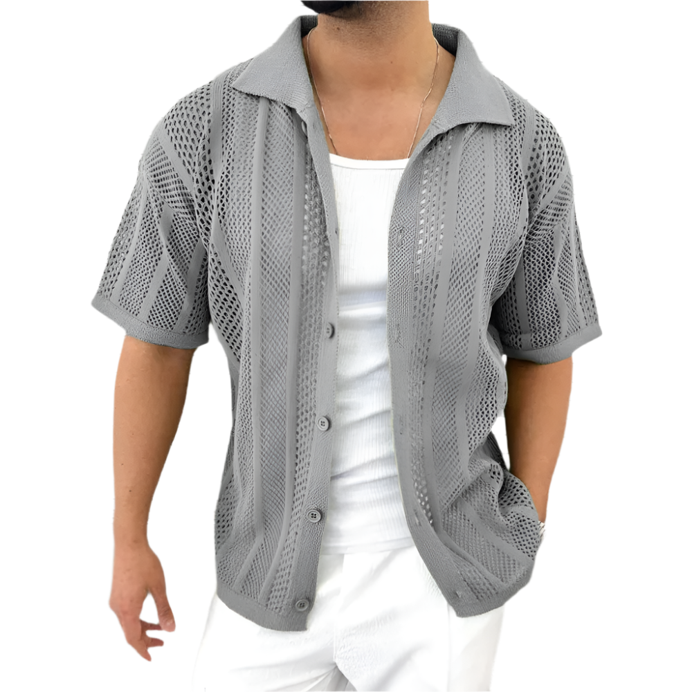 Men's Short Sleeve Cardigan with Button Closure Oliver