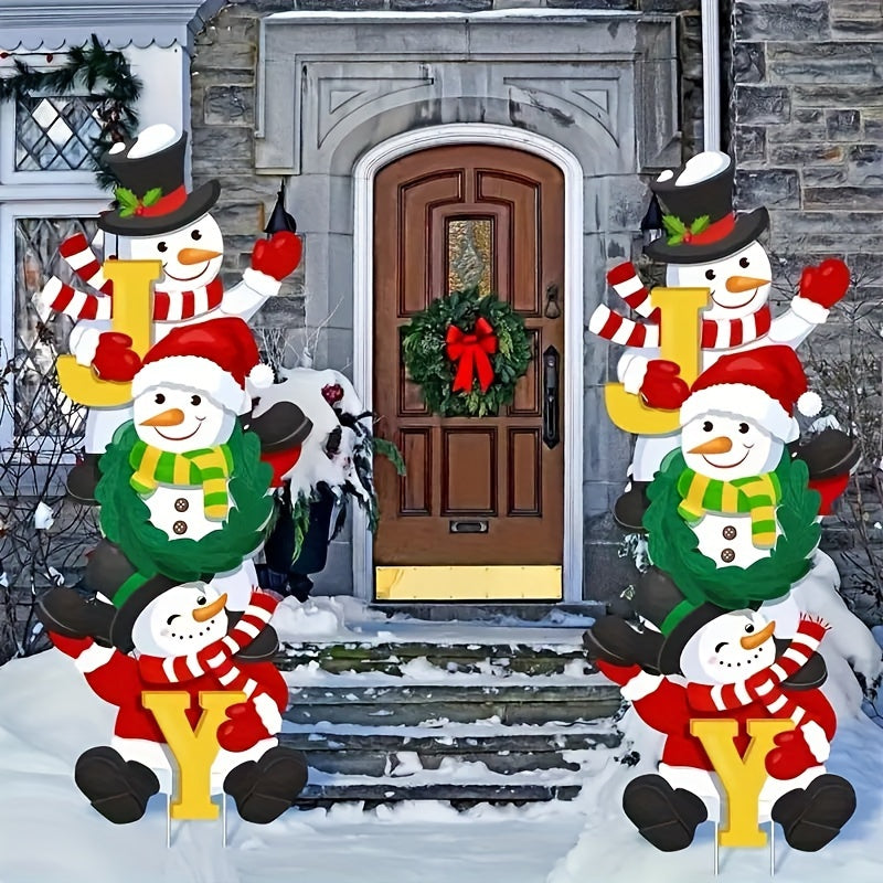3rd Set of Classic Snowman Christmas Garden Signs