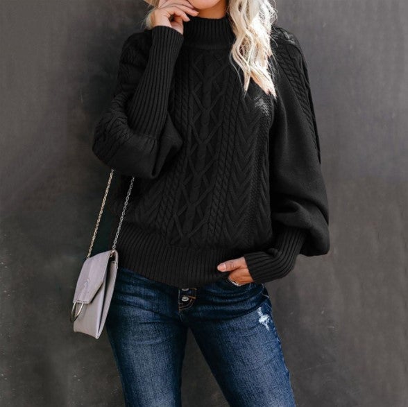 Ria Warm Turtleneck Sweater with Loose Sleeves
