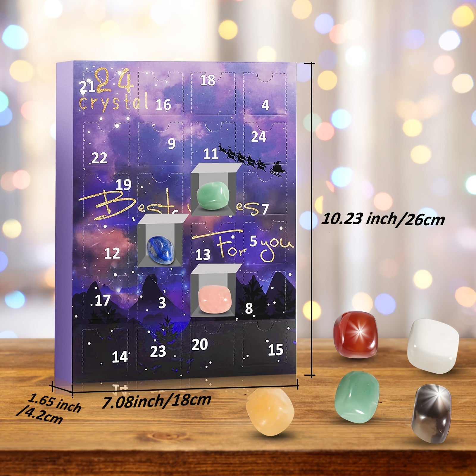 1 Piece Christmas Gemstone Advent Calendar, 24 Natural Crystals