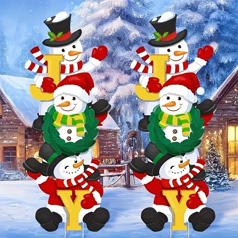 3rd Set of Classic Snowman Christmas Garden Signs