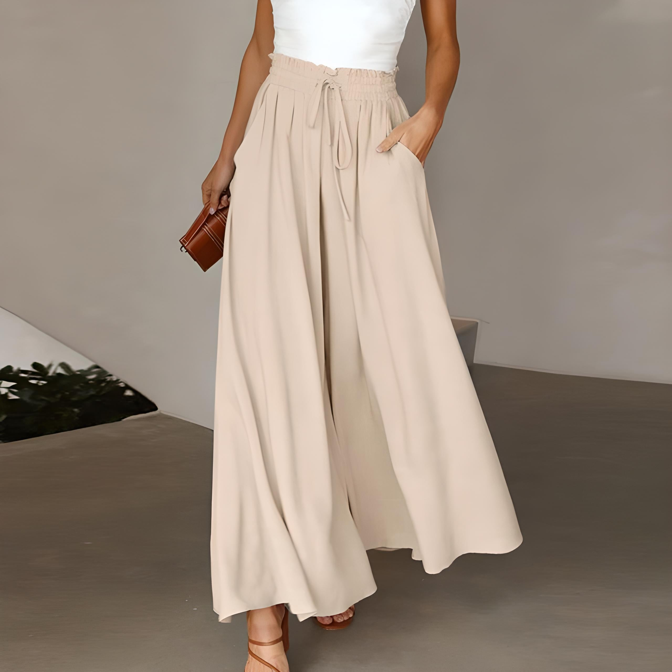 Claudia - High-waisted wide-leg pants with drawstring