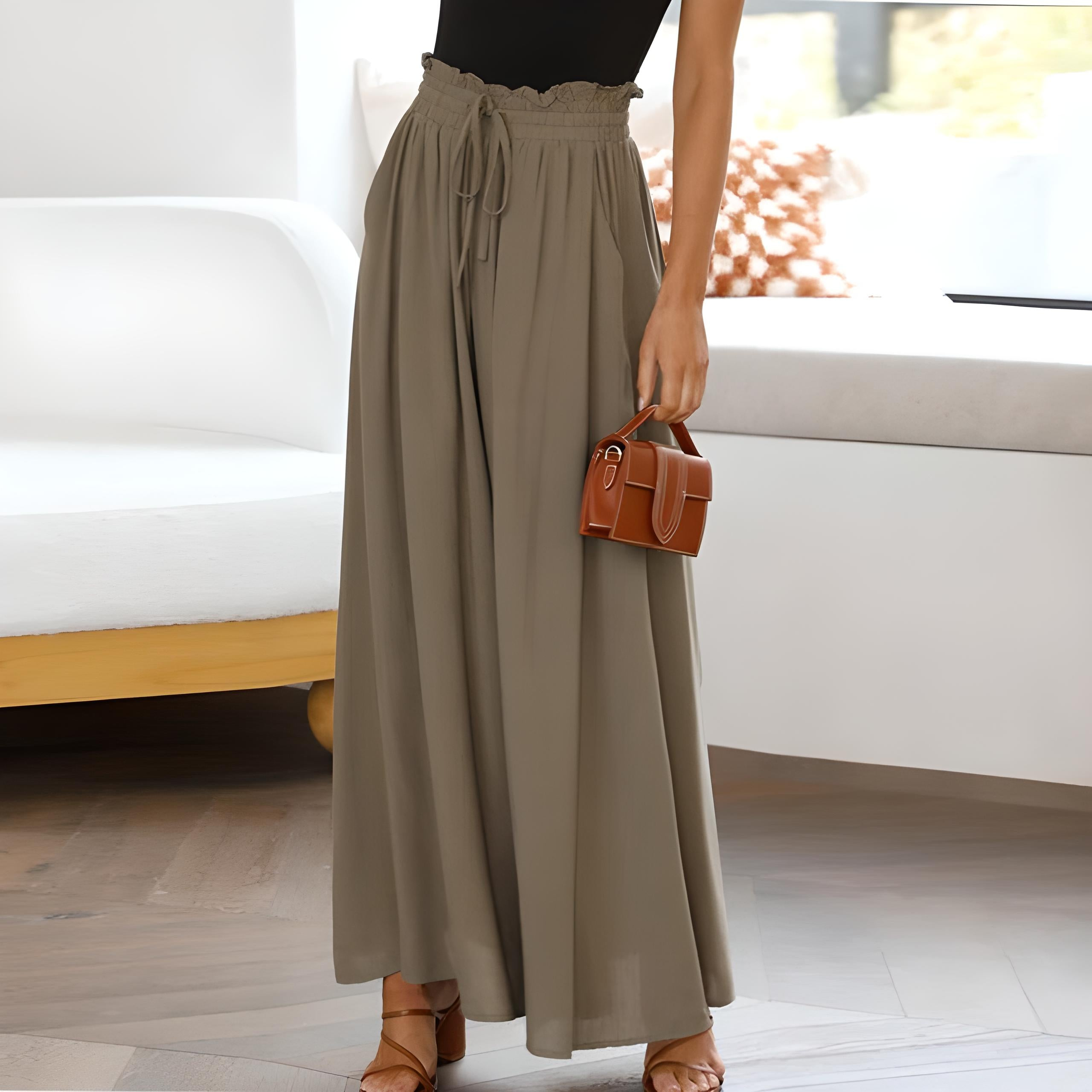 Claudia - High-waisted wide-leg pants with drawstring