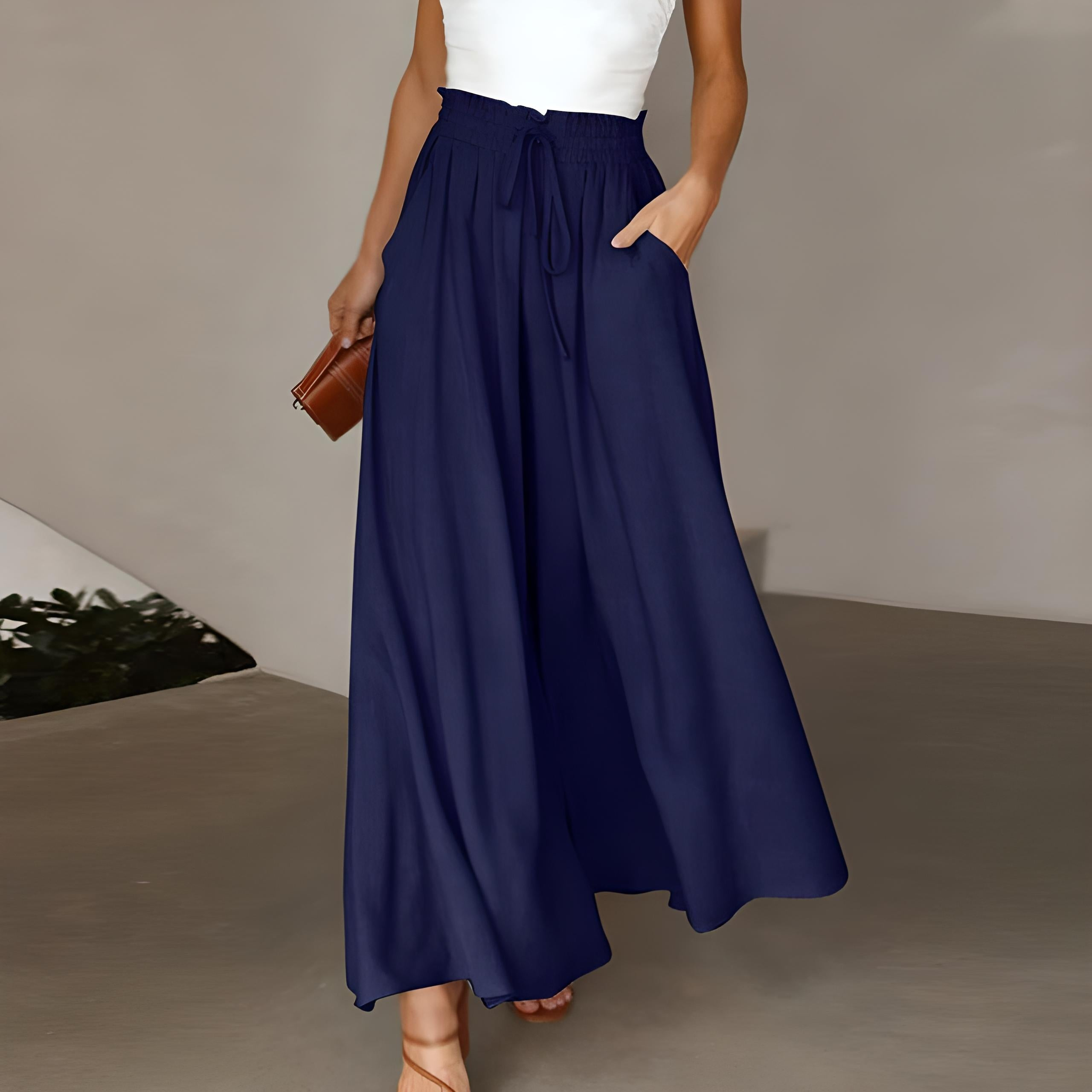 Claudia - High-waisted wide-leg pants with drawstring