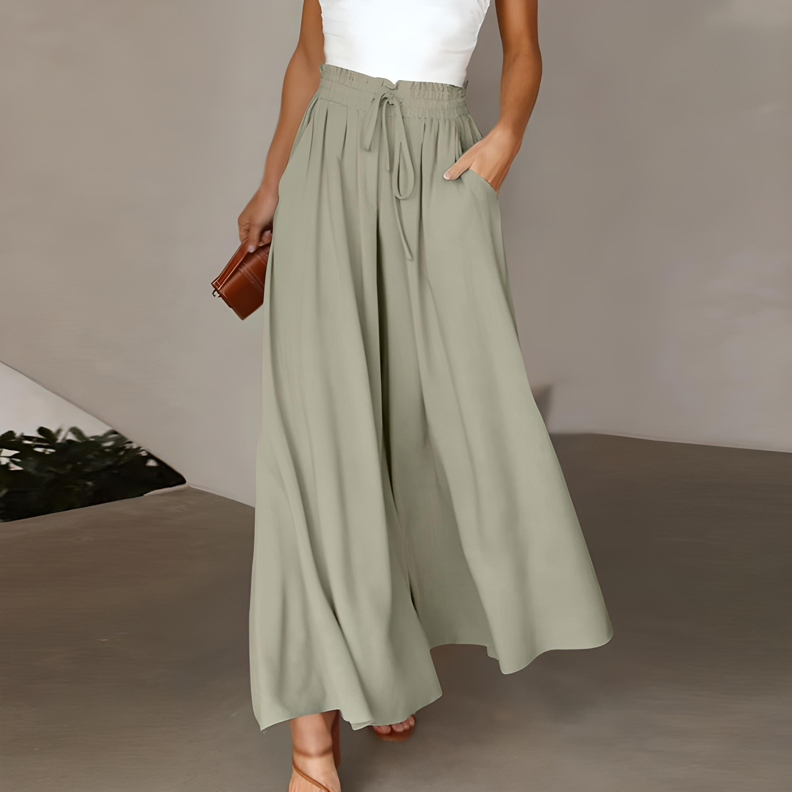 Claudia - High-waisted wide-leg pants with drawstring