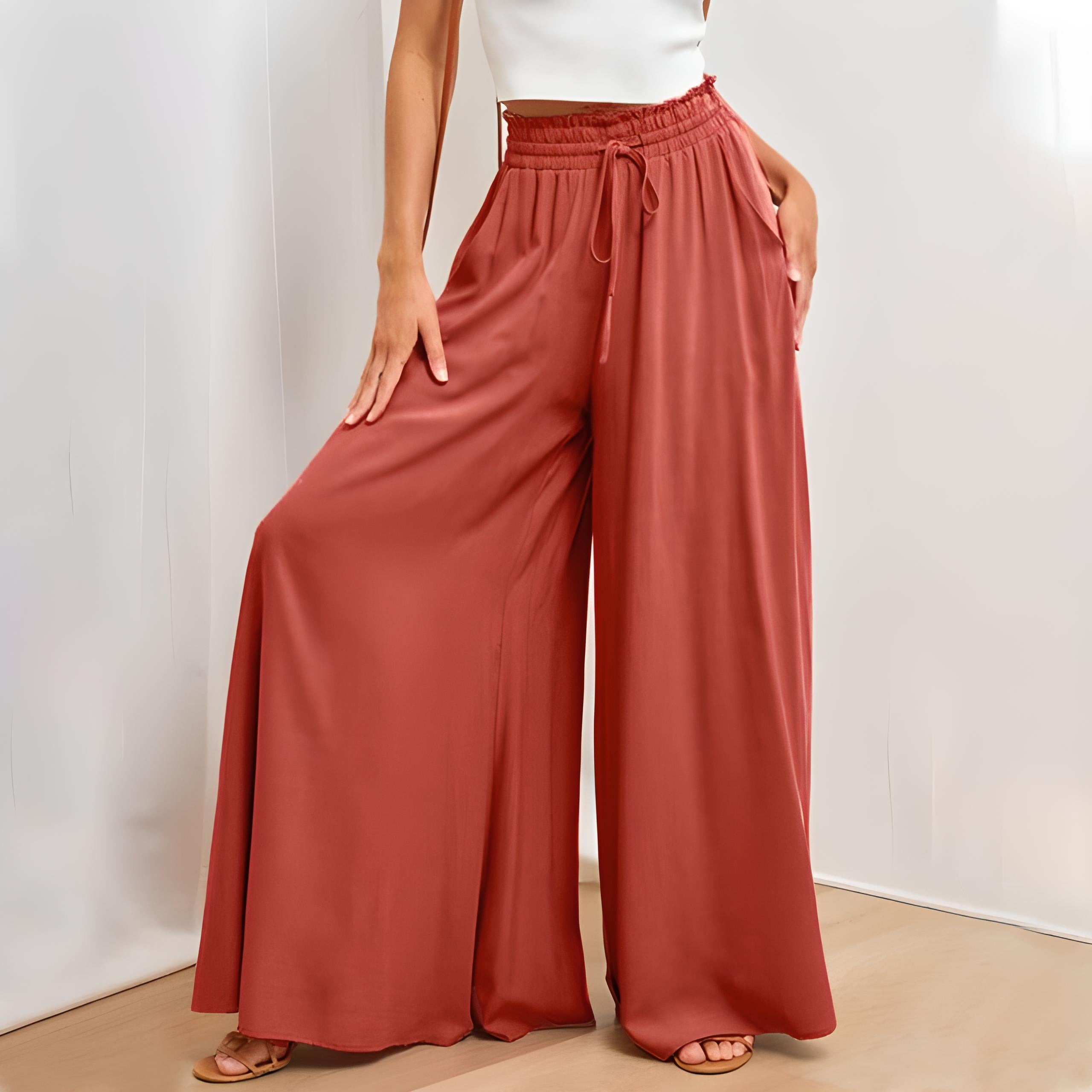 Claudia - High-waisted wide-leg pants with drawstring