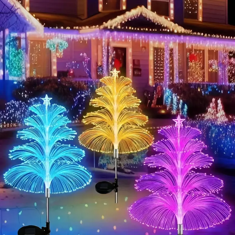 Solar Fountain Light with Christmas Tree Design and Star Top