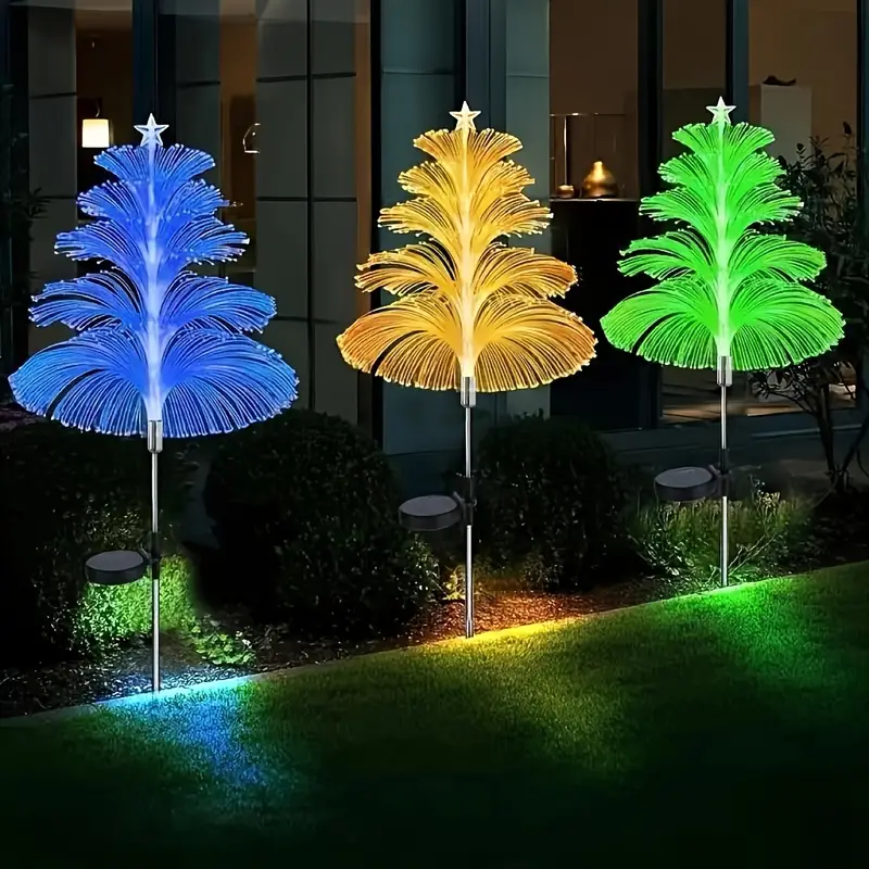 Solar Fountain Light with Christmas Tree Design and Star Top