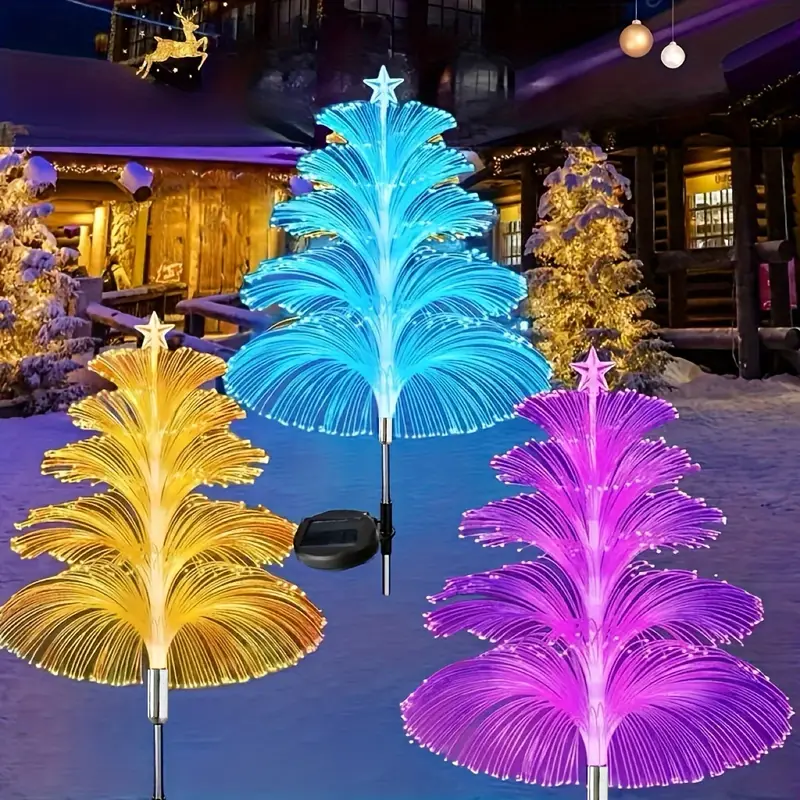 Solar Fountain Light with Christmas Tree Design and Star Top