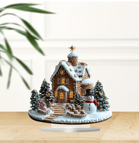 Charming Christmas Table Decoration - Glowing Gingerbread House