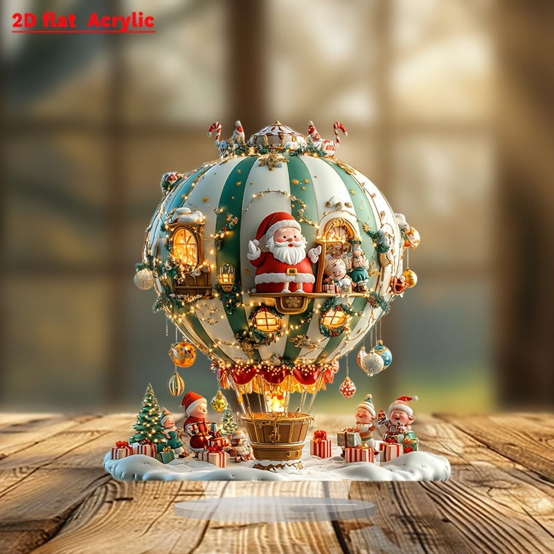 Boho Style Santa Claus and Elves in Christmas Balloon Acrylic Decor Sign