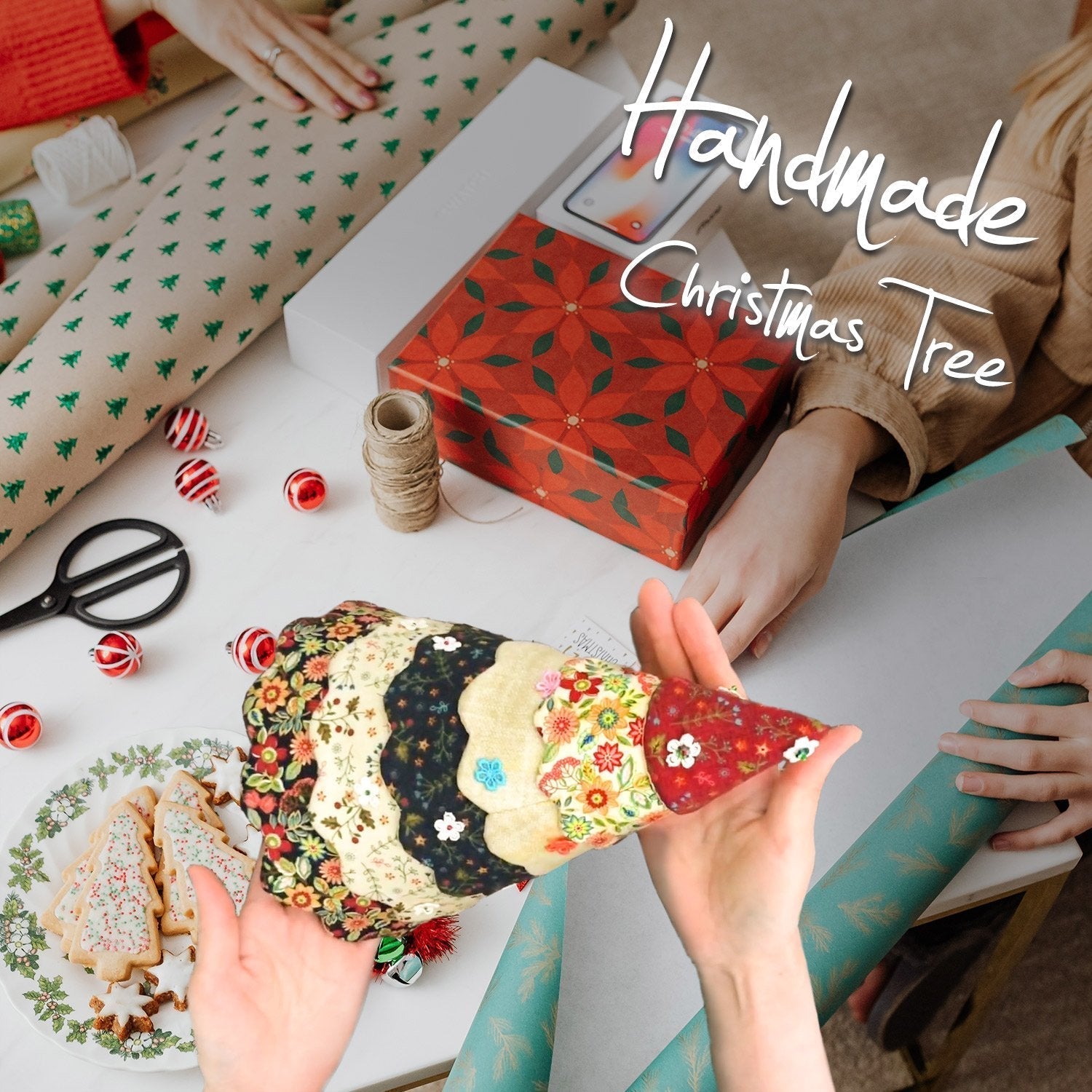 Handmade quilting set for the Christmas tree