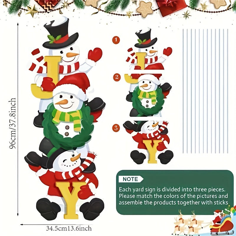 3rd Set of Classic Snowman Christmas Garden Signs