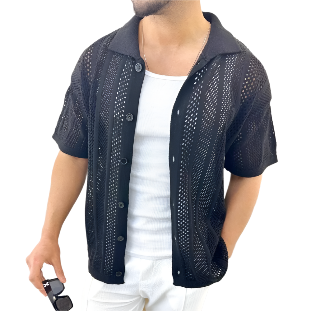 Men's Short Sleeve Cardigan with Button Closure Oliver