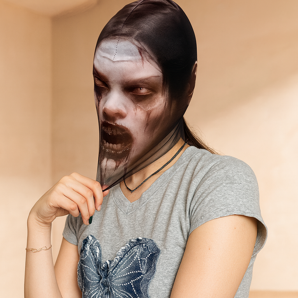 PhantomVeil Horror Mask – Washable Mesh Mask for Halloween & Cosplay