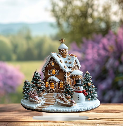 Charming Christmas Table Decoration - Glowing Gingerbread House