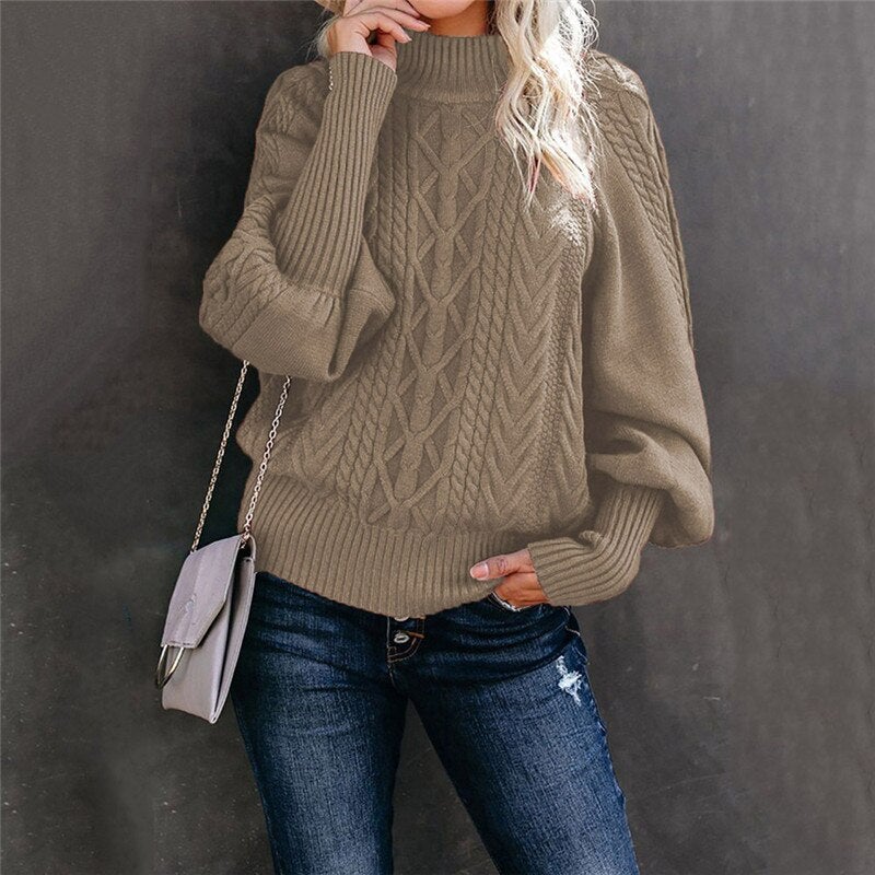 Ria Warm Turtleneck Sweater with Loose Sleeves