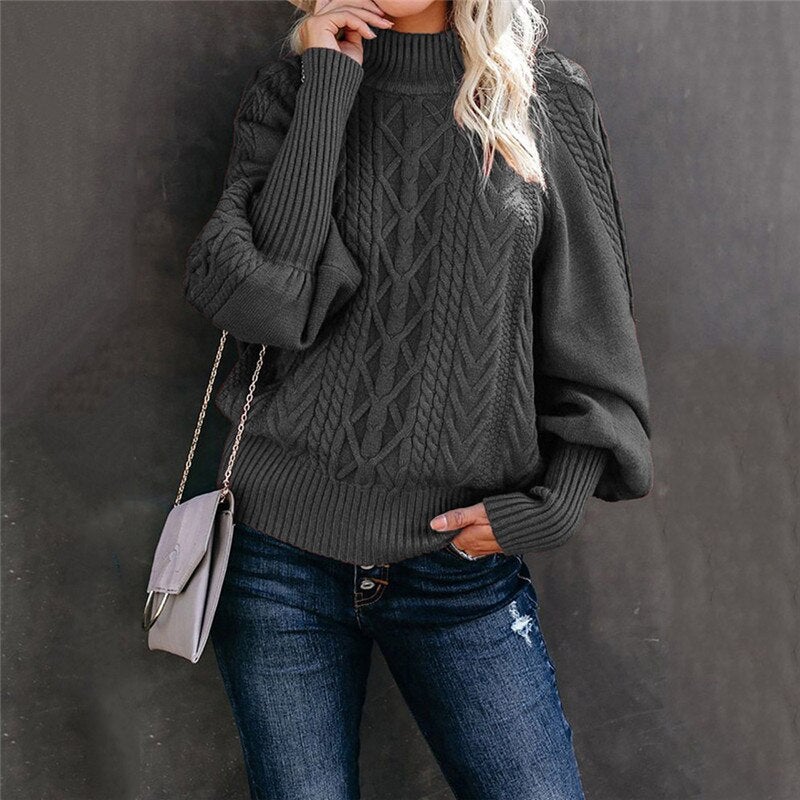 Ria Warm Turtleneck Sweater with Loose Sleeves