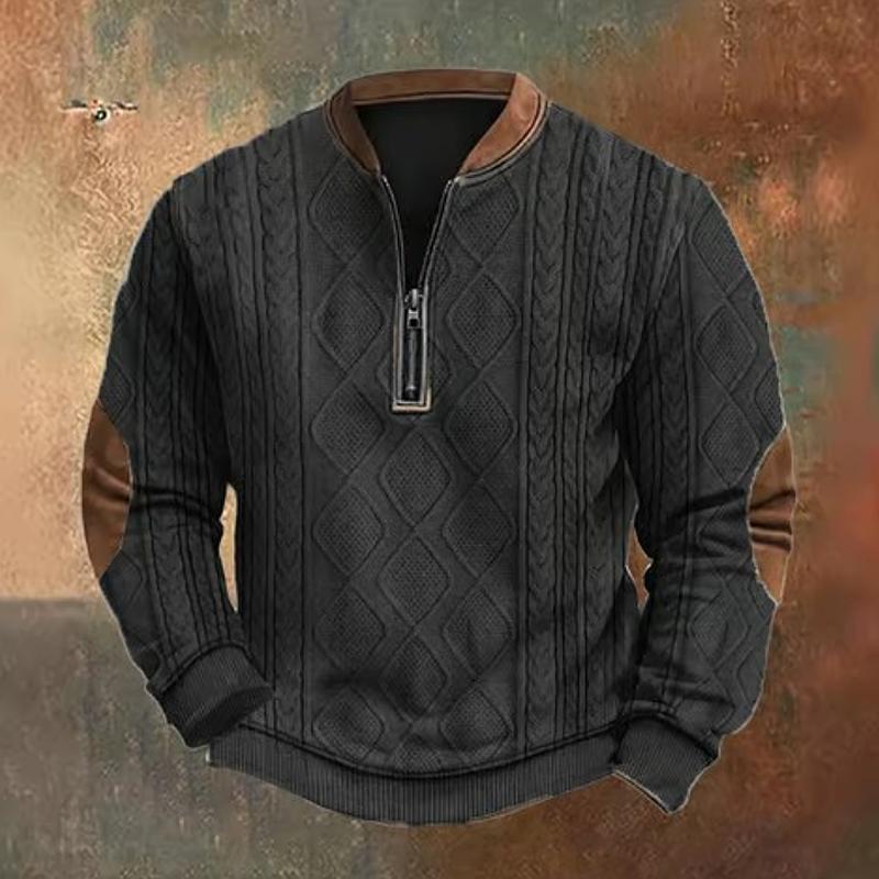 Jimmy Trendy Zipper Cable Knit Sweater