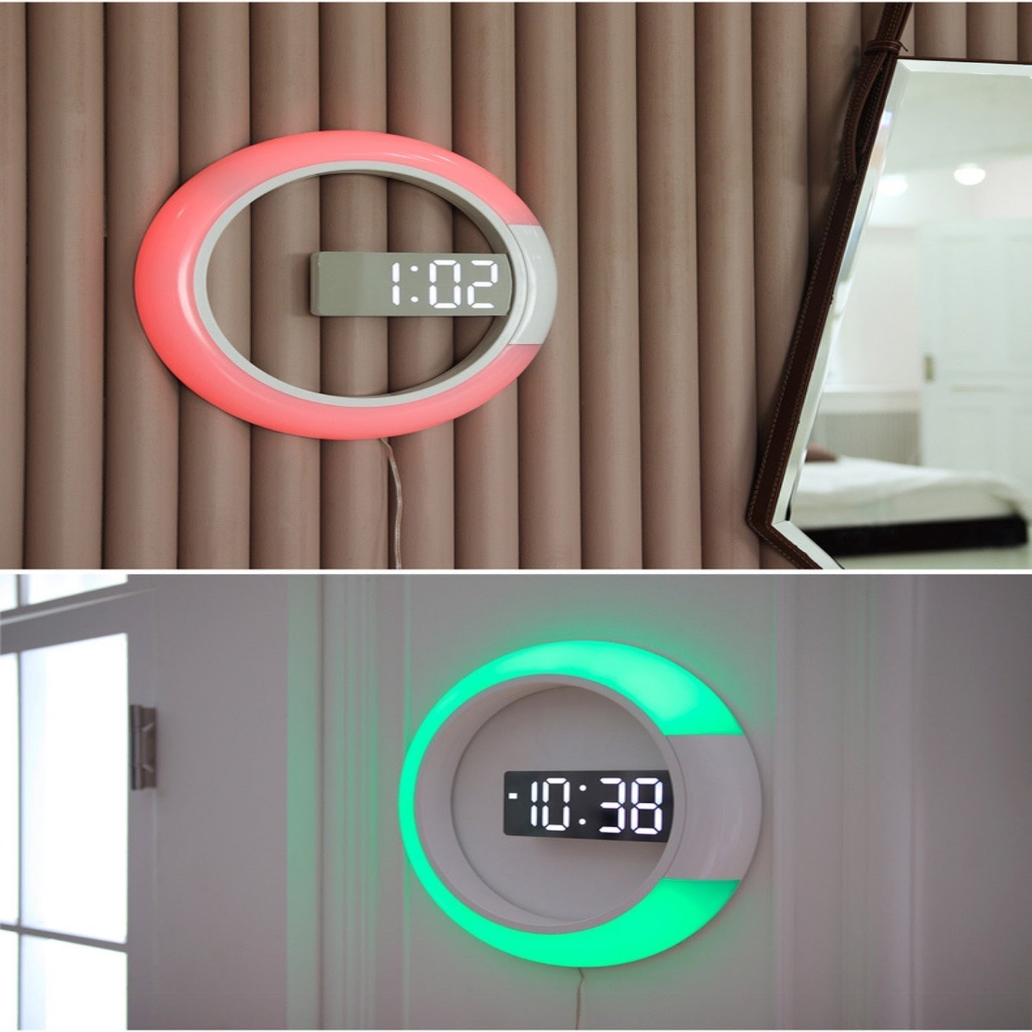 HaloTime - Circular LED Digital Clock with Ambient Glow