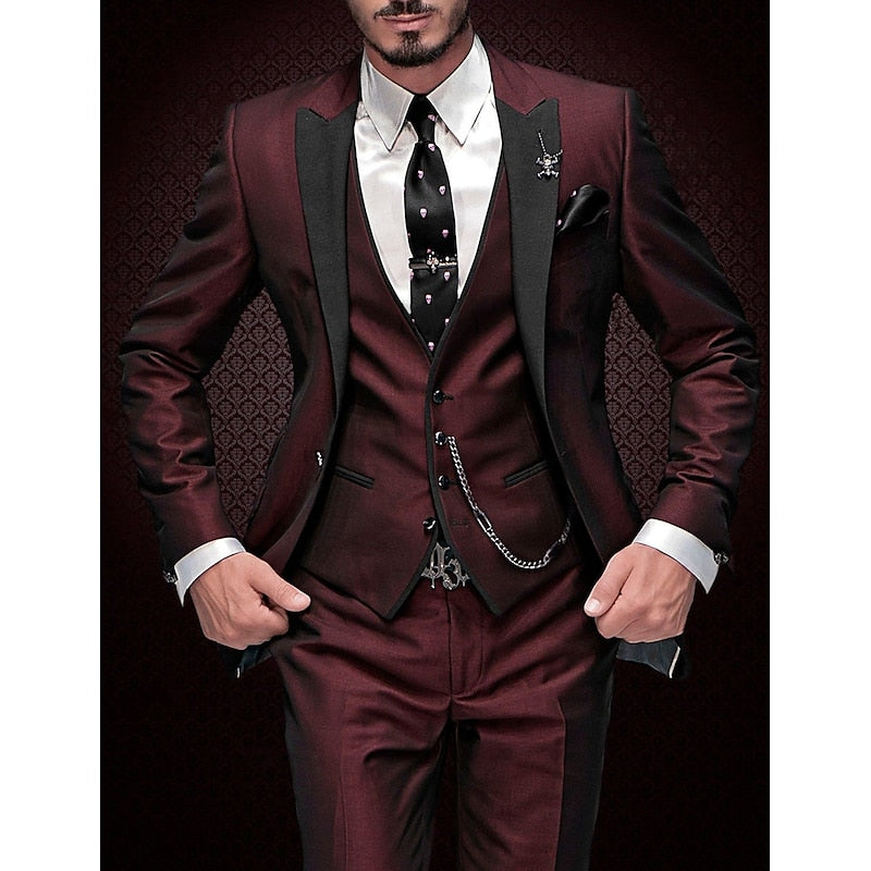 Three-piece linen set for men: business blazer, vest, and trousers
