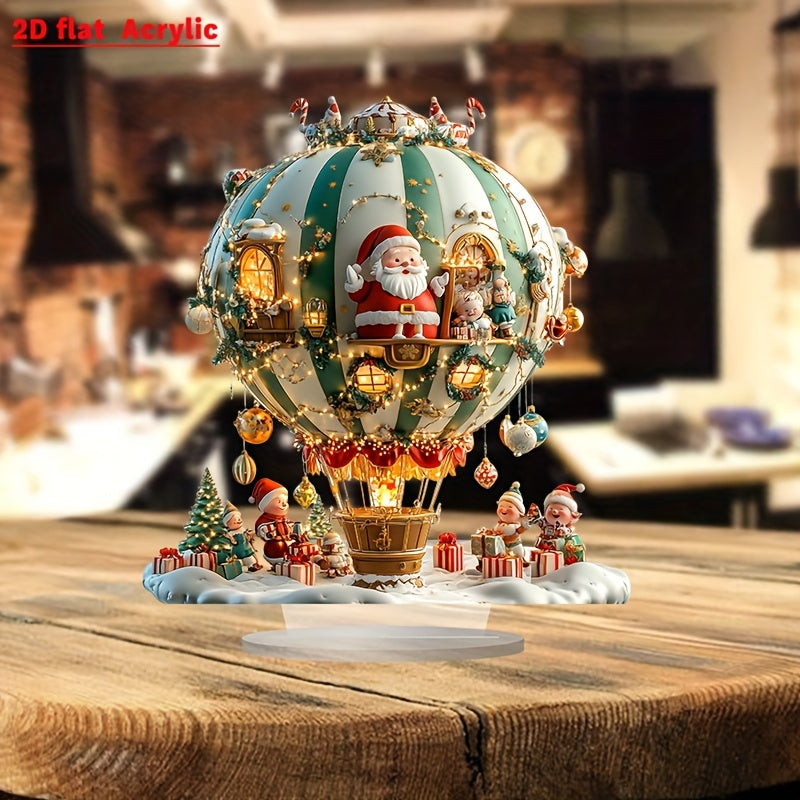 Boho Style Santa Claus and Elves in Christmas Balloon Acrylic Decor Sign
