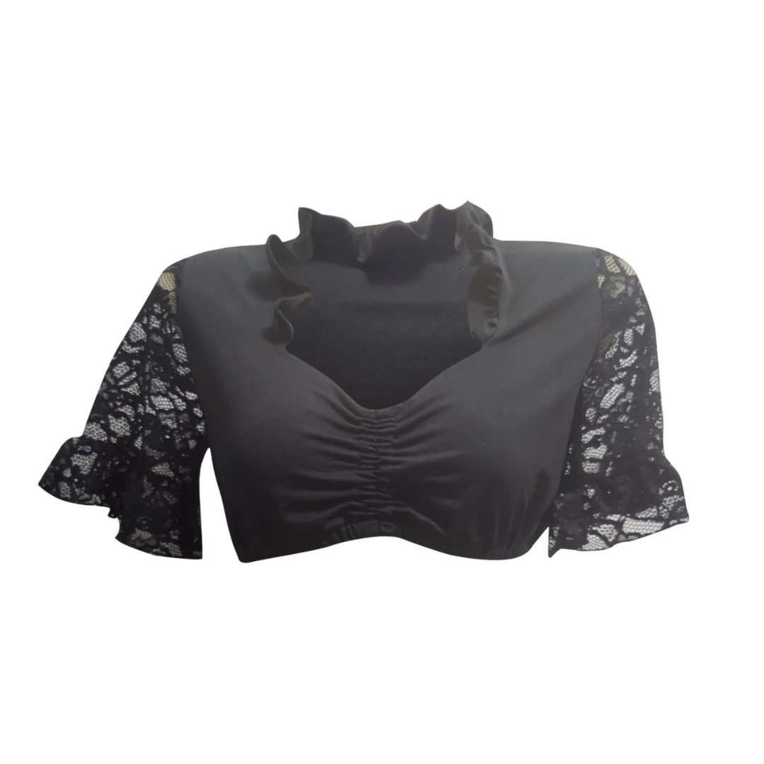 Sophia – Elegant Oktoberfest Blouse with V-Neck and Short Sleeves