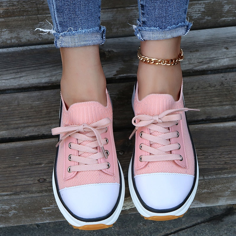 Thora Stylish Sneakers with Thickened Soles and Adjustable Laces