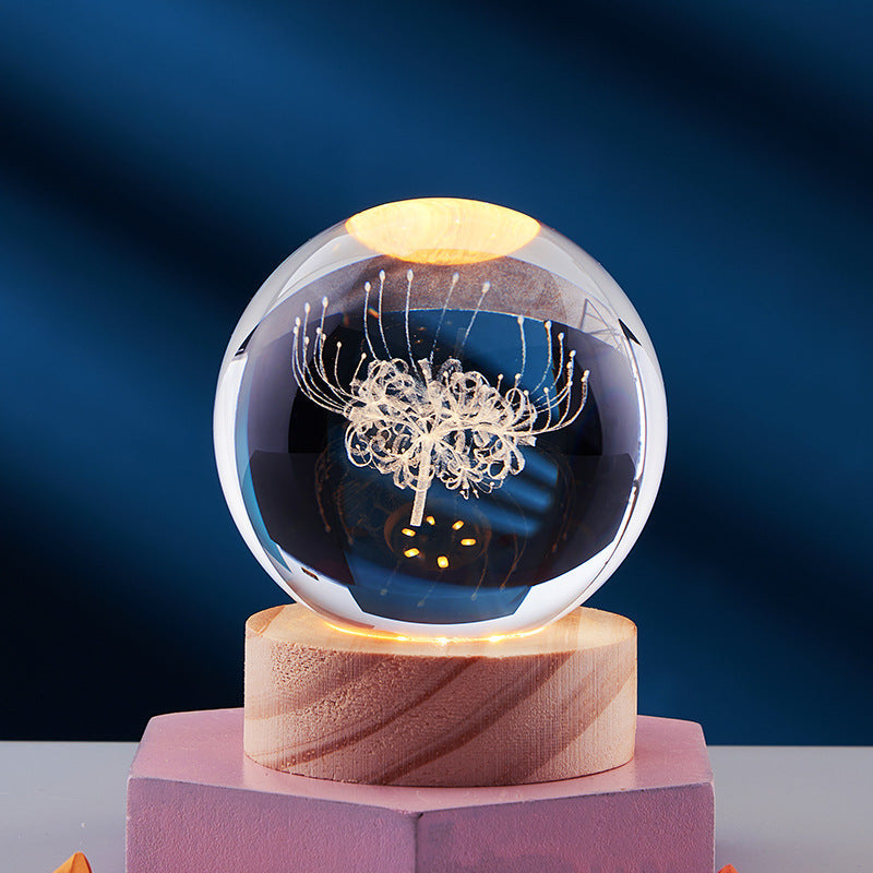 Luminous 3D Crystal Sphere Night Lamp – Enchanting LED Mood Light
