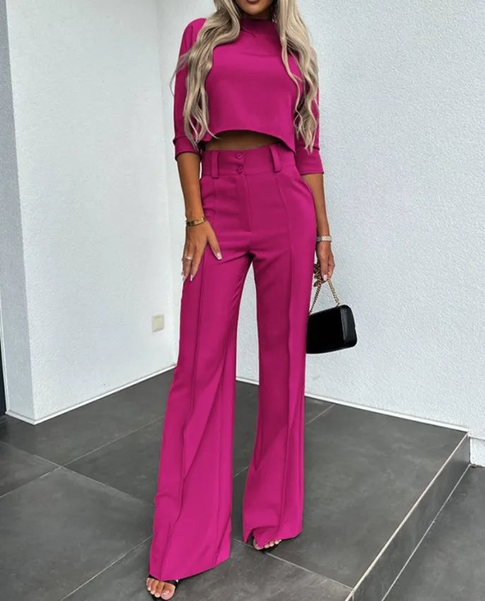 Algene – Casual High-Waisted Pants in a Set