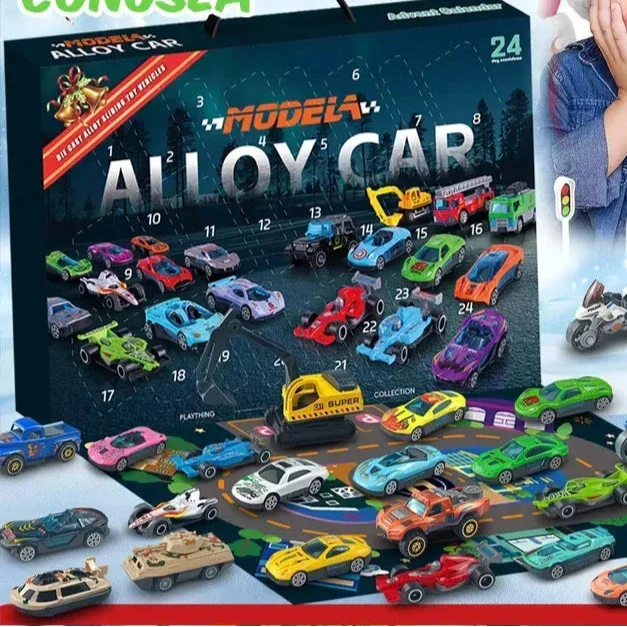 24 Pieces Christmas Gifts Advent Calendar Alloy Model Diecast Car Set