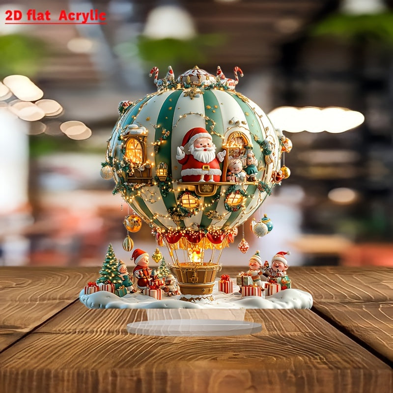 Boho Style Santa Claus and Elves in Christmas Balloon Acrylic Decor Sign