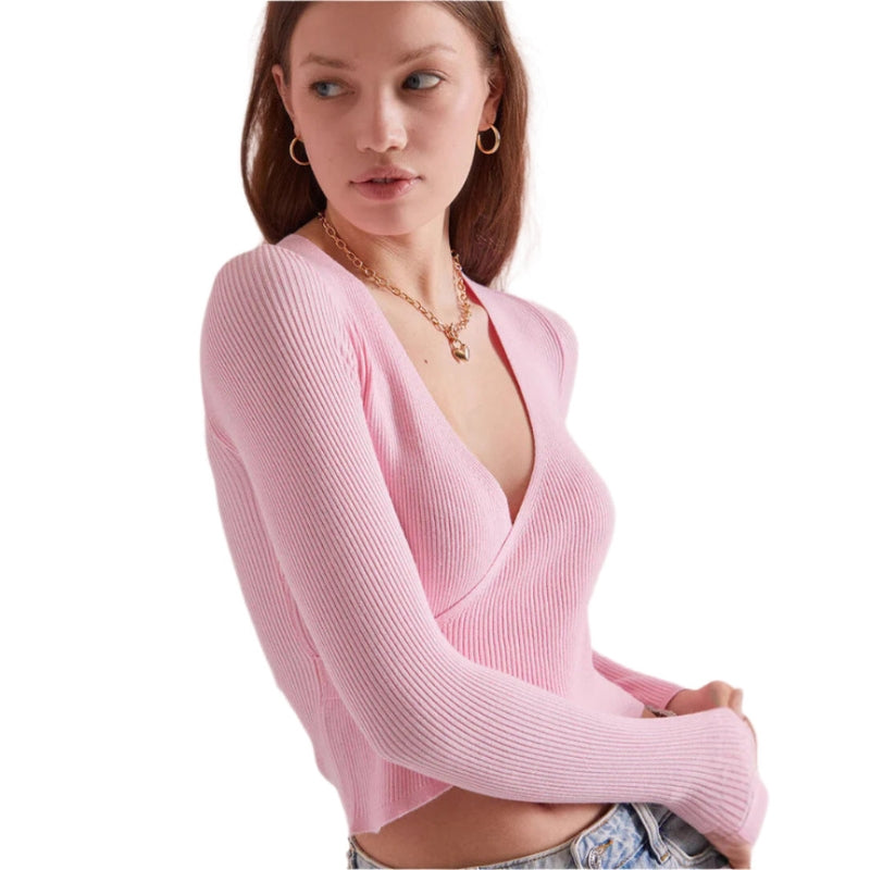 Velira Slim Fit Wrap Top with V-Neckline