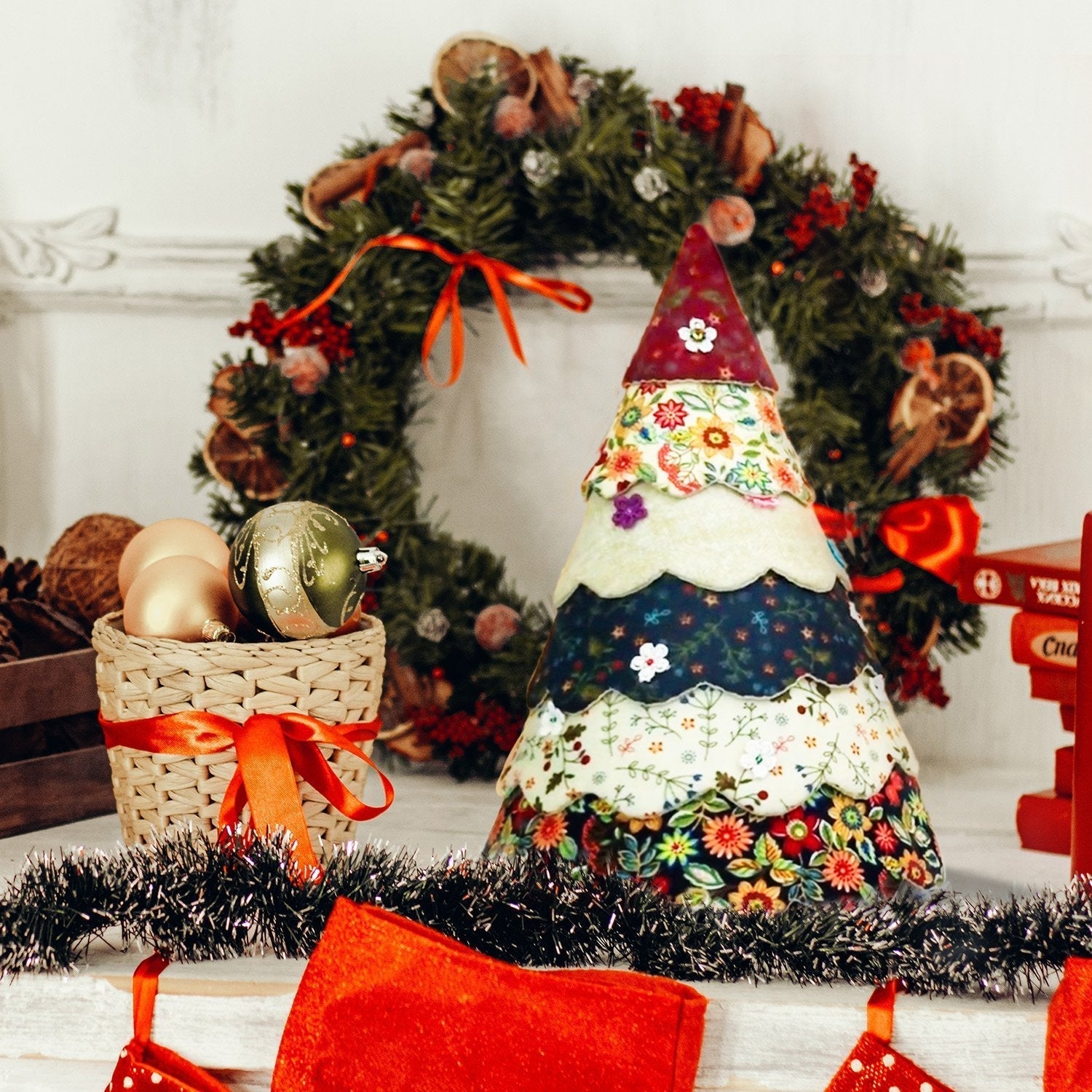 Handmade quilting set for the Christmas tree
