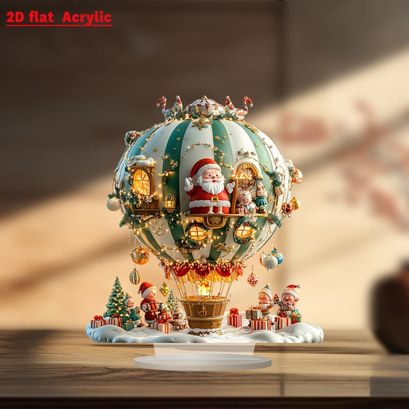 Boho Style Santa Claus and Elves in Christmas Balloon Acrylic Decor Sign