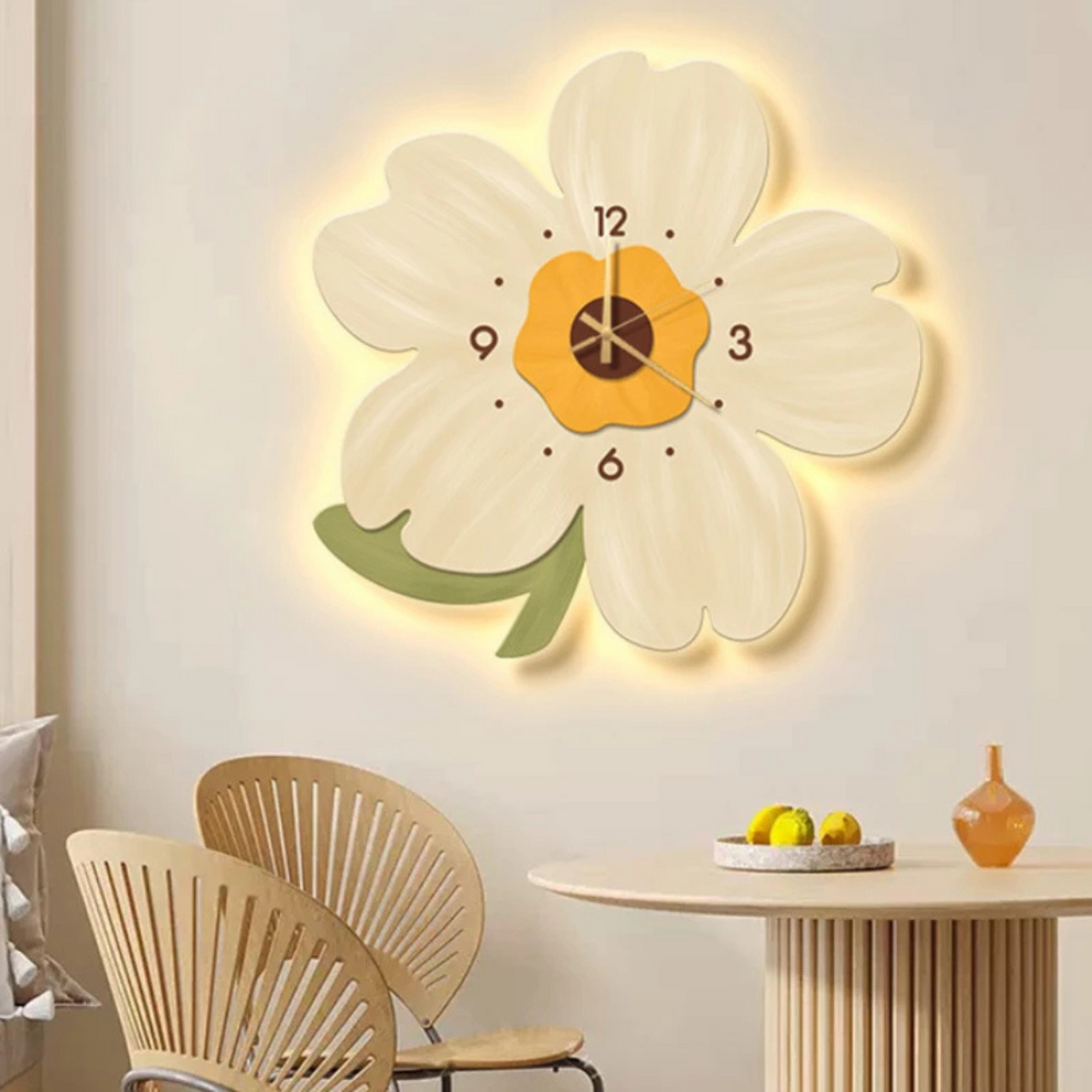 BloomGlow - Wall-mounted Flower Clock with Gentle LED Lighting