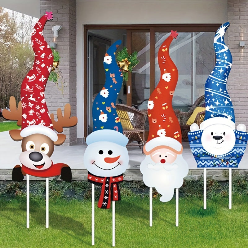 4-Piece Art Deco Christmas Garden Stake Set