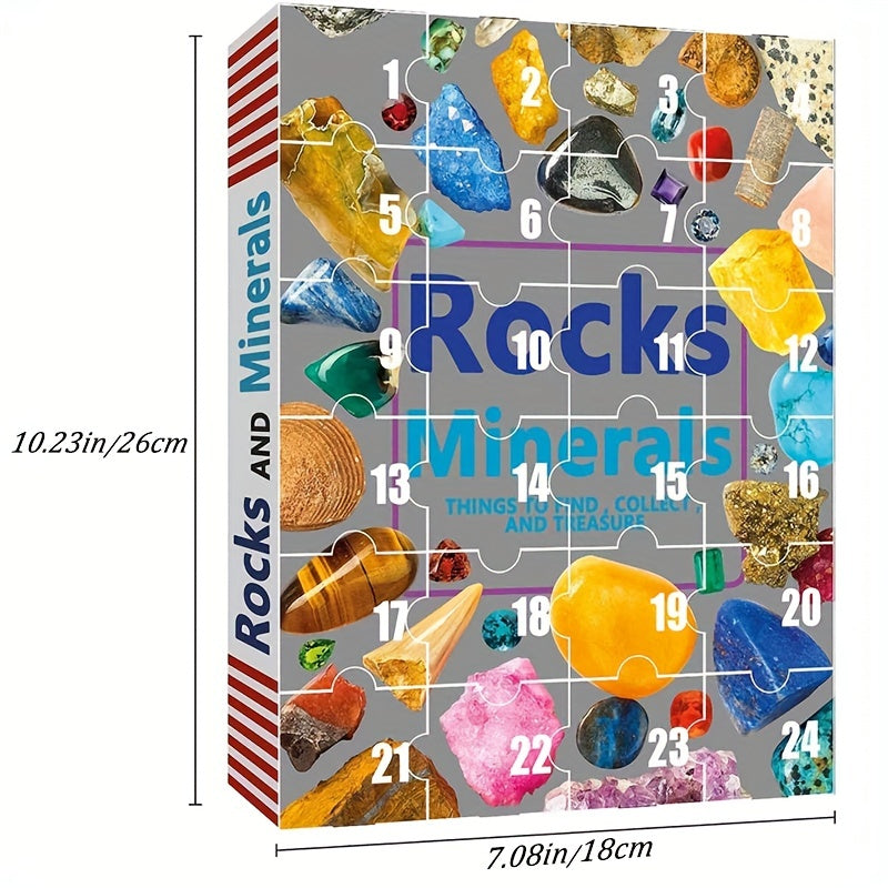 1 Piece Christmas Gemstone Advent Calendar, 24 Natural Crystals