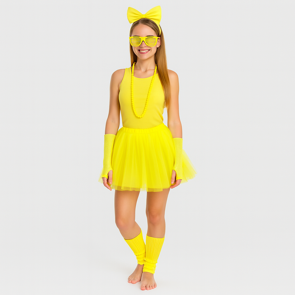 1980s Women's Costume Set – Retro 6-Piece Outfit for Party & Halloween