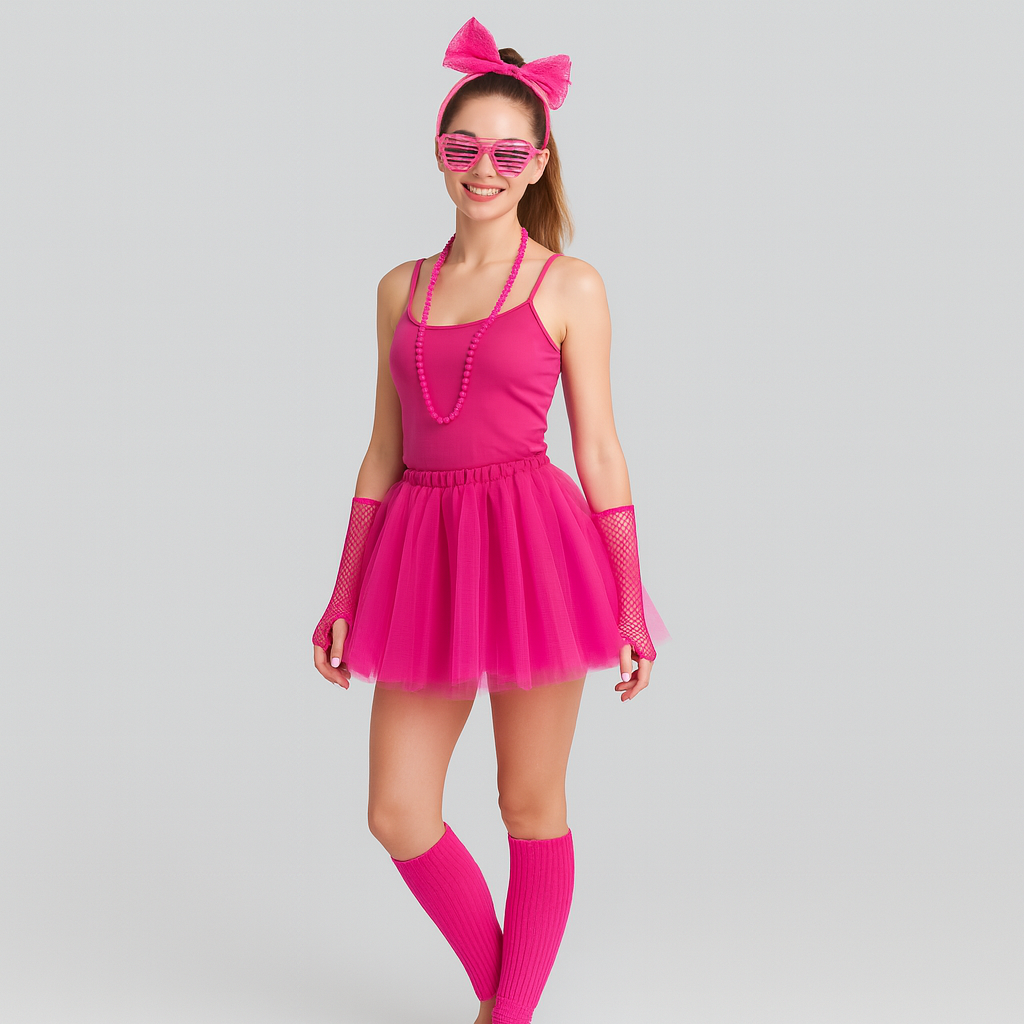 1980s Women's Costume Set – Retro 6-Piece Outfit for Party & Halloween