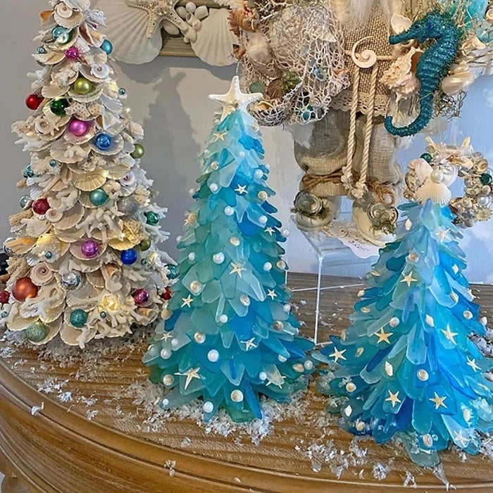 Sea Tranquility: Unique Handmade Glass Christmas Tree