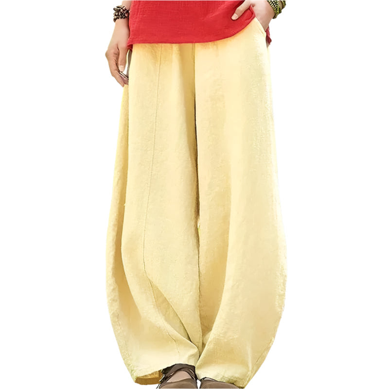 Lina Relaxed Wide-Leg Pants with Pockets