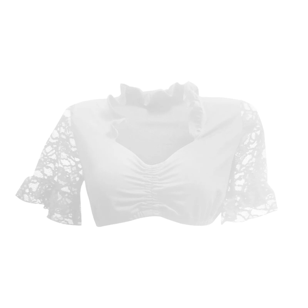 Sophia – Elegant Oktoberfest Blouse with V-Neck and Short Sleeves