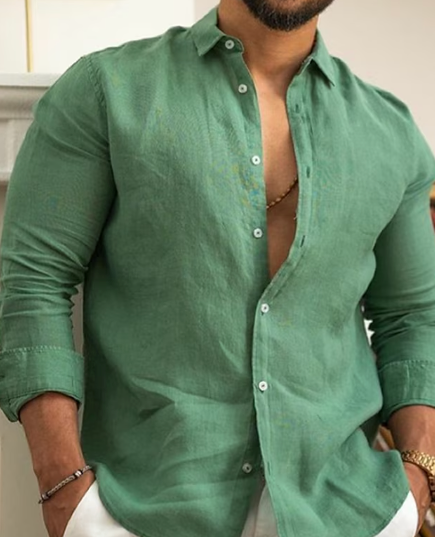 Noah Slim Fit Long Sleeve Shirt with Classic Collar